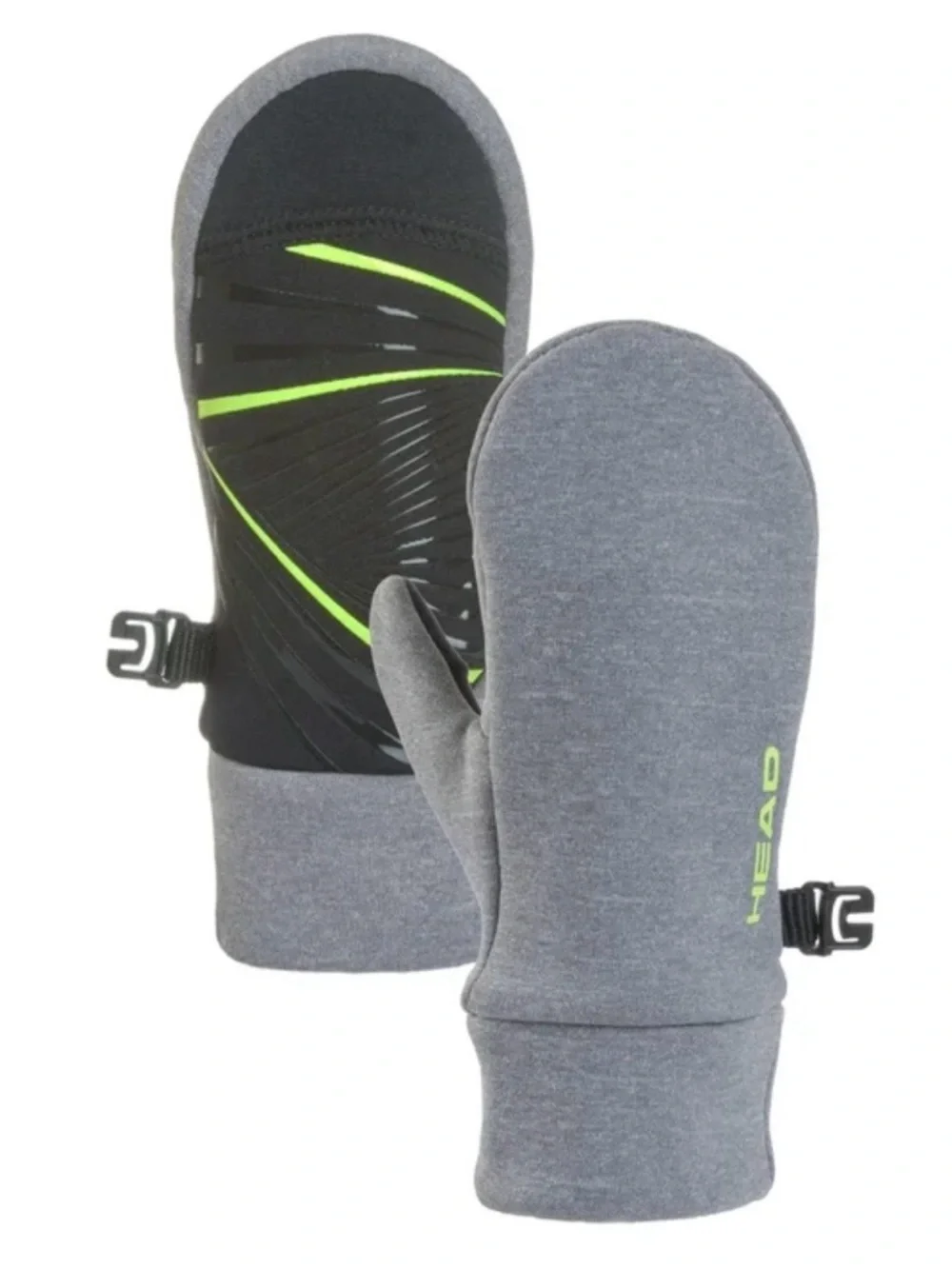 HEAD Gray Mittens with Neon Green Accents XS